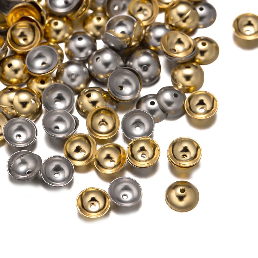 50/100 Pezzi Tappi per Perline in Acciaio Inox 3-10mm, Componenti per Creazione di Bracciali e Collane Fai-da-Te, Accessori per Gioielli