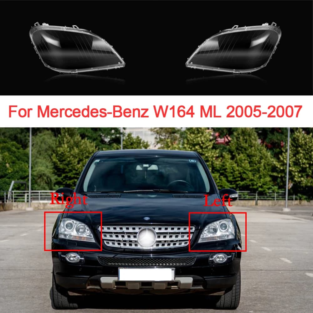 Car Headlight Glass For Mercedes Benz W164 ML 2005 2006 2007 Lens Cover Replacement Transparent Headlamp Shell Car Accessoires