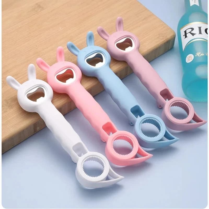Apribottiglie 4 in 1 per birra, bevande, barattoli e lattine, multiuso, in plastica, con cavatappi (1/2/3/4 pezzi)
