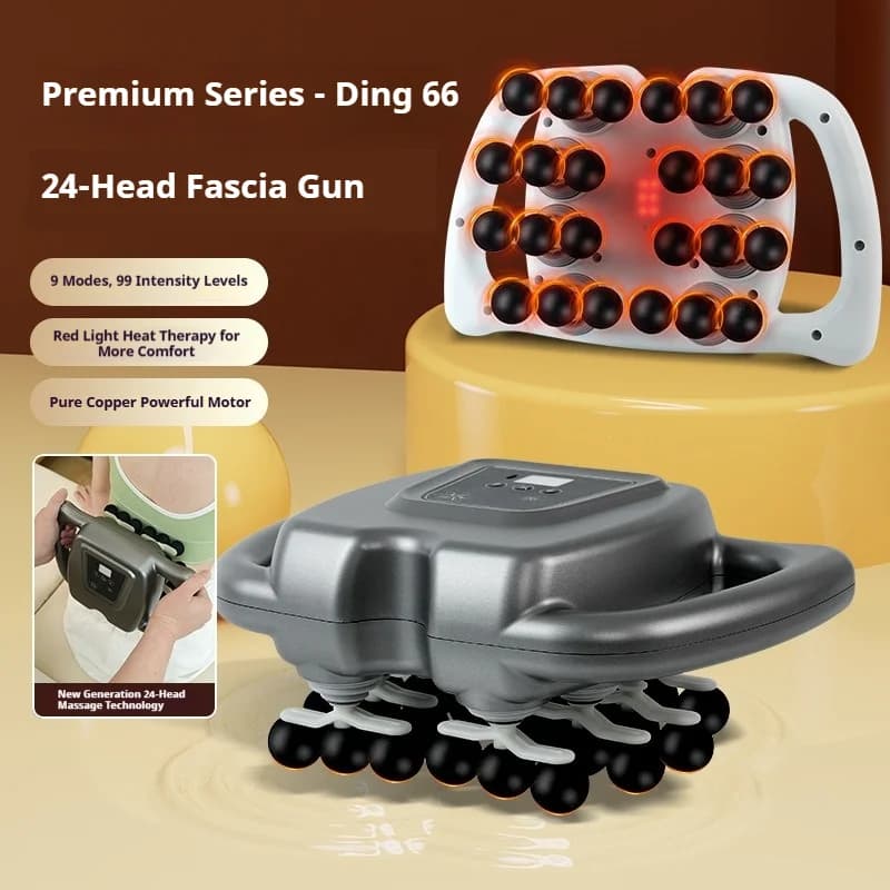 24 Heads Massage Gun USB Rechargeable Percussion Muscle Massager 99 Speed Levels for Neck Back Waist Leg Relaxation
