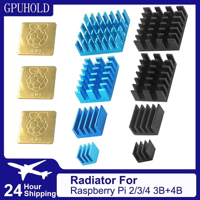 GPUHOLD Chipset di Raffreddamento 4 pz/5 pz Per Raspberry Pi 2/3/4 3B + 4B Dissipatore di Calore Dissipatore di Calore In Alluminio Kit di Raffreddamento Del Radiatore per Raspberry Pi