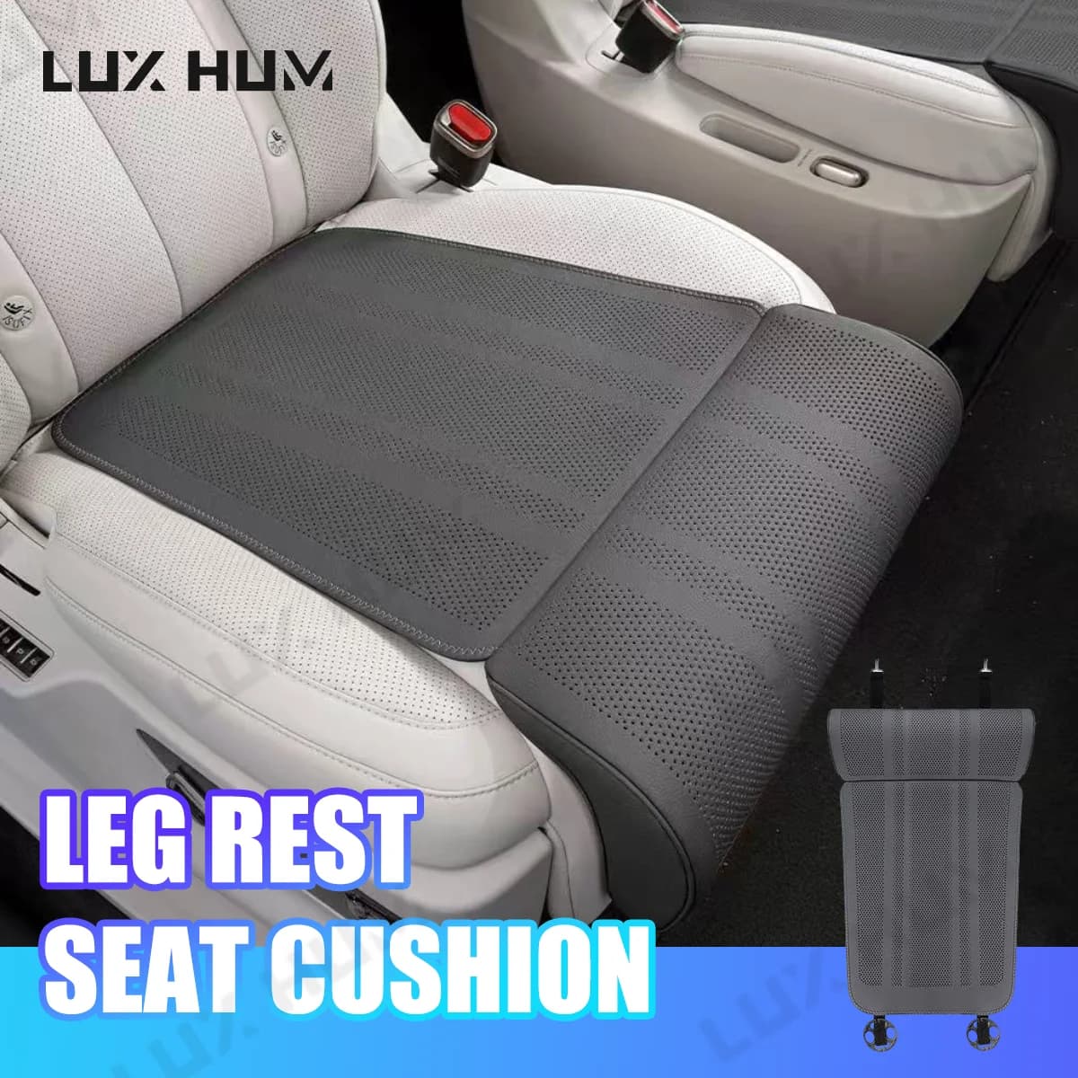 Coprisedile per auto con cuscino di supporto per prolunga per le gambe Cuscino per seggiolino auto traspirante con poggiatesta a LED universale per camion Berlina Suv