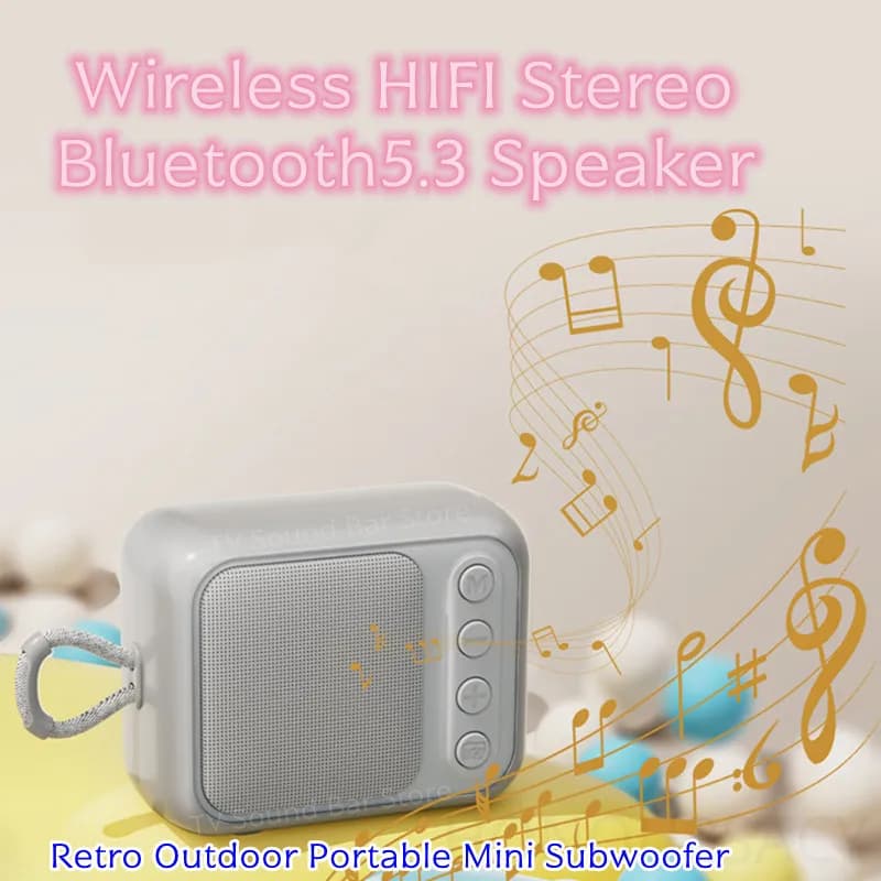 Retro Outdoor Portable Mini Subwoofer Wireless HIFI Stereo Bluetooth5.3 Speaker 2000Mah Battery Desktop For TF TWS FM MP3 Player