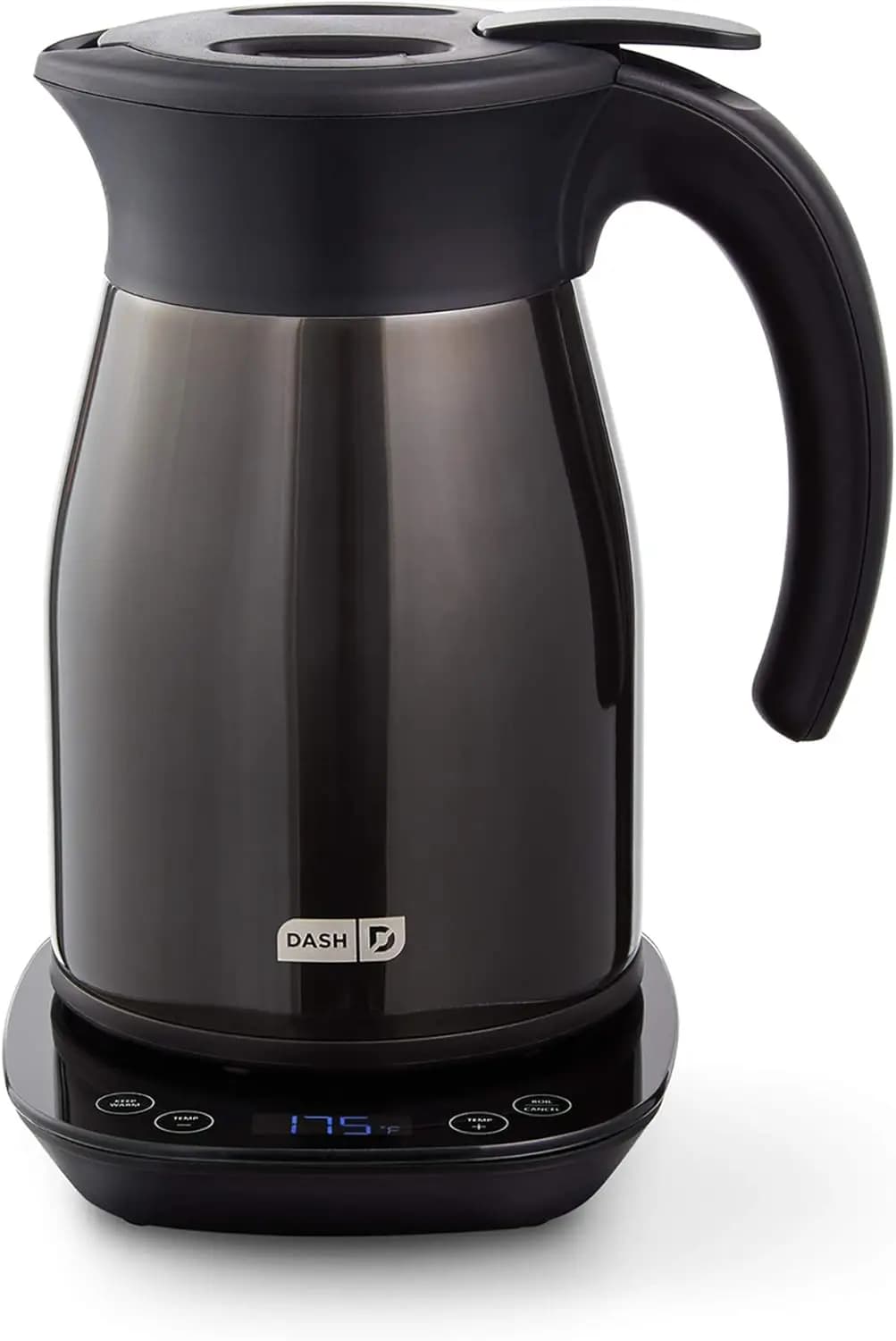 Insulated wireless electric kettle, 1.7 liters of black stainless steel, design Cool-Touch