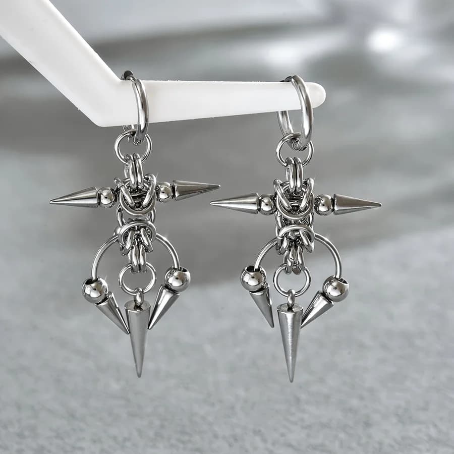 1 Pair Niche Punk Heavy Ear Studs Yabby Style Thorn Horseshoe Earrings Men Women Style Ear Jewelry, Suitable for Daily Casual St