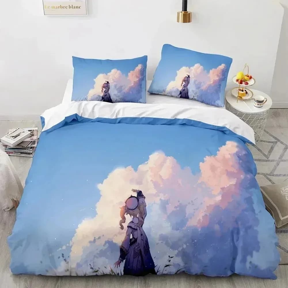 Gioco Anime Genshin Impact Ganyu Set biancheria da letto Camera da letto Morbido copriletti moderni Comodo copripiumino Copripiumino e federa