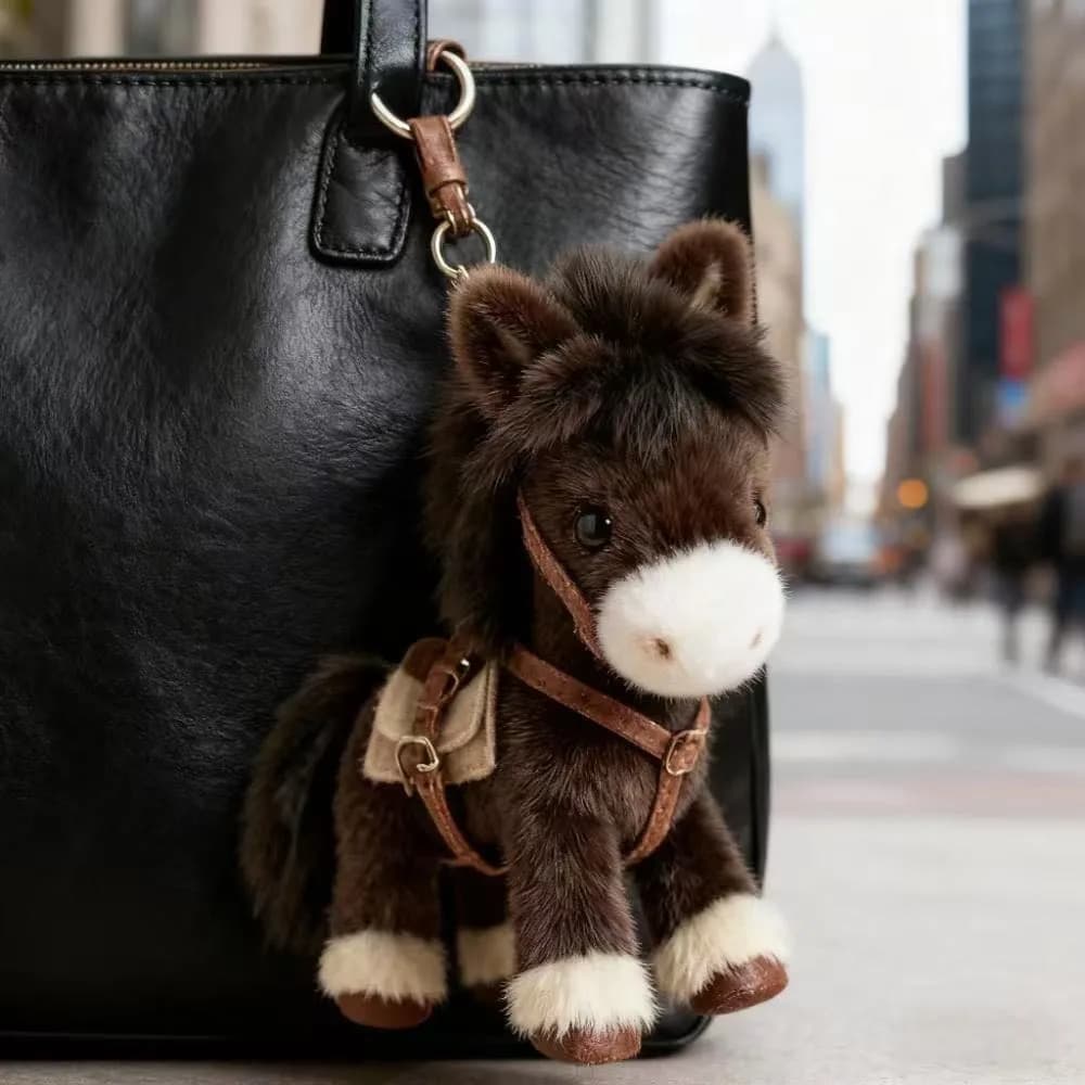 Portachiavi con Ciondolo a Forma di Pony in Peluche, Simpatico Ciondolo a Cavallo Imbottito, Accessorio Animale Kawaii per Zaino, Borsa, Portachiavi Auto, Decorazione Quotidiana, Regalo