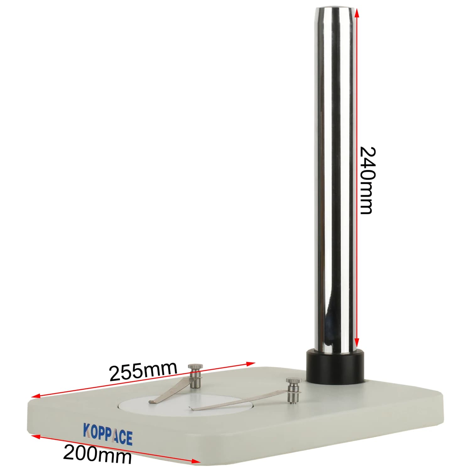 KOPPACE Staffa per microscopio Lunghezza colonna 240 mm Diametro 32 mm Dimensioni piastra base 200x255 mm