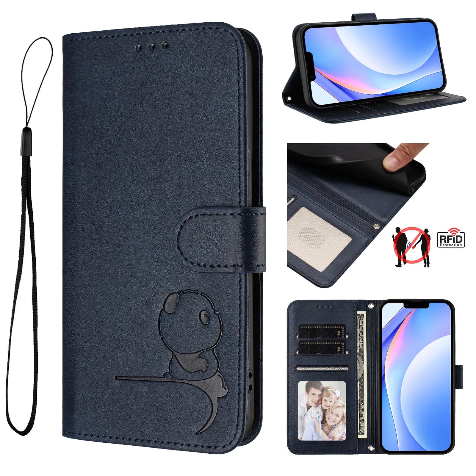 Custodia a libro in pelle di lusso con blocco RFID e 3 slot per carte, design Panda Carino, per Tecno Pop 9 5G 4G 8 7 Pro 6C 5C 5