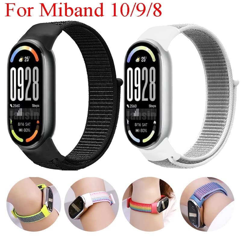 Nylon Loop Strap For Xiaomi Mi Band 10 9 8 Bracelet SmartWatch Wristband Replacement Sports Watchband For Miband 8 NFC Miband9