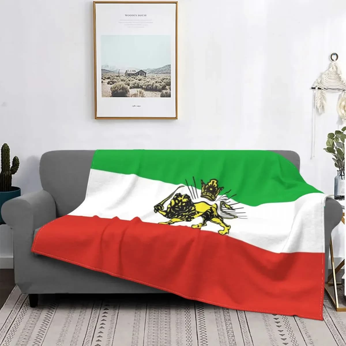 Bandiera della Persia Iran (Pahlavi) coperta da tiro flanella in pile morbido copriletto per adulti inverno punto caldo copriletto soffice per divano