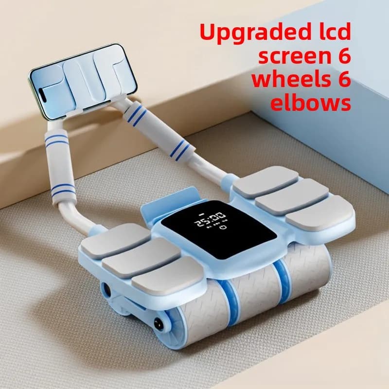 LCD Screen Six Wheel Abdominal Wheel Automatic Rebound Home Slimming Vest Line Ab Rollers Abdominal Muscle Fitness Equipment
