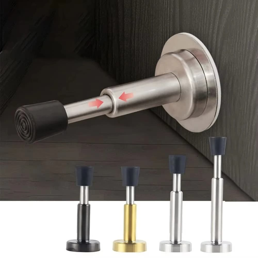 Rubber Stainless Steel Door Stopper Bathroom Door Stop Heavy Duty Wall Mount Bumper Door Holder Door Catch Wall Protector