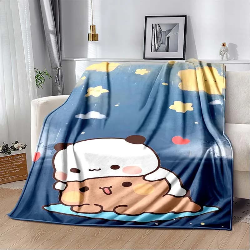 Simpatica coperta serie Bubu e Dudu con stampa di cartoni animati per bambini, calda flanella, morbida e confortevole, coperta da viaggio per la casa, coperta da letto, regalo di compleanno