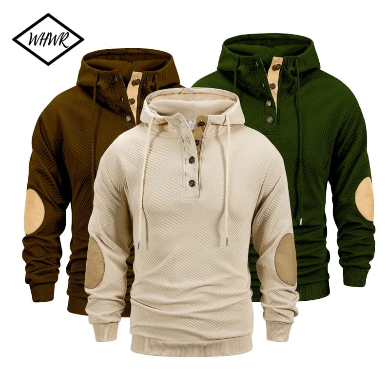Men's Warm Half Zipper Hooded Sweatshirt Long Sleeve Pullover Spring Autumn Sweatshirt Mens Casual Blouses Hoodie Tops