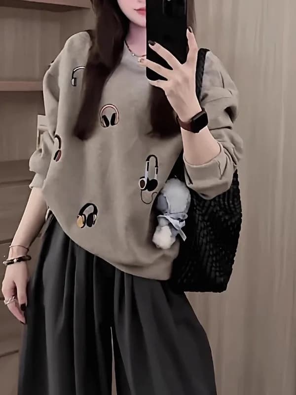 Felpa con Cappuccio a Maniche Lunghe con Collo Rotondo Stile Casual e Comodo da Donna, Taglie Forti, Copre la Pancia, Effetto Snellente, Top alla Moda Primavera