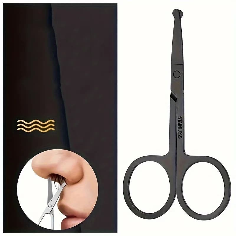 Stainless steel precision scissors for beard and face-point hair secure rounded, ideal for men and women