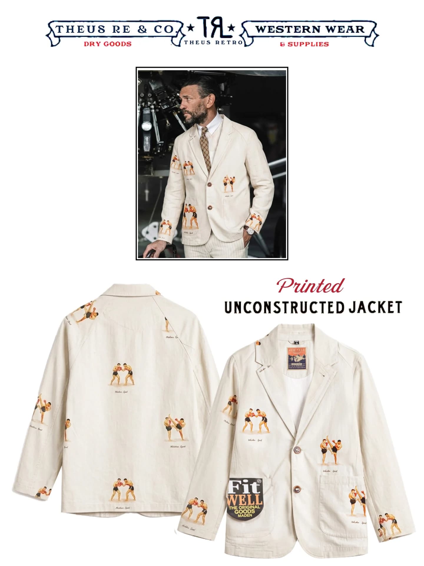 Casual Graffiti Printed Jacket Hand Drawn Doodle Khaki Chic Men's Cotton Standard Fit Long Sleeve Suit Jacket