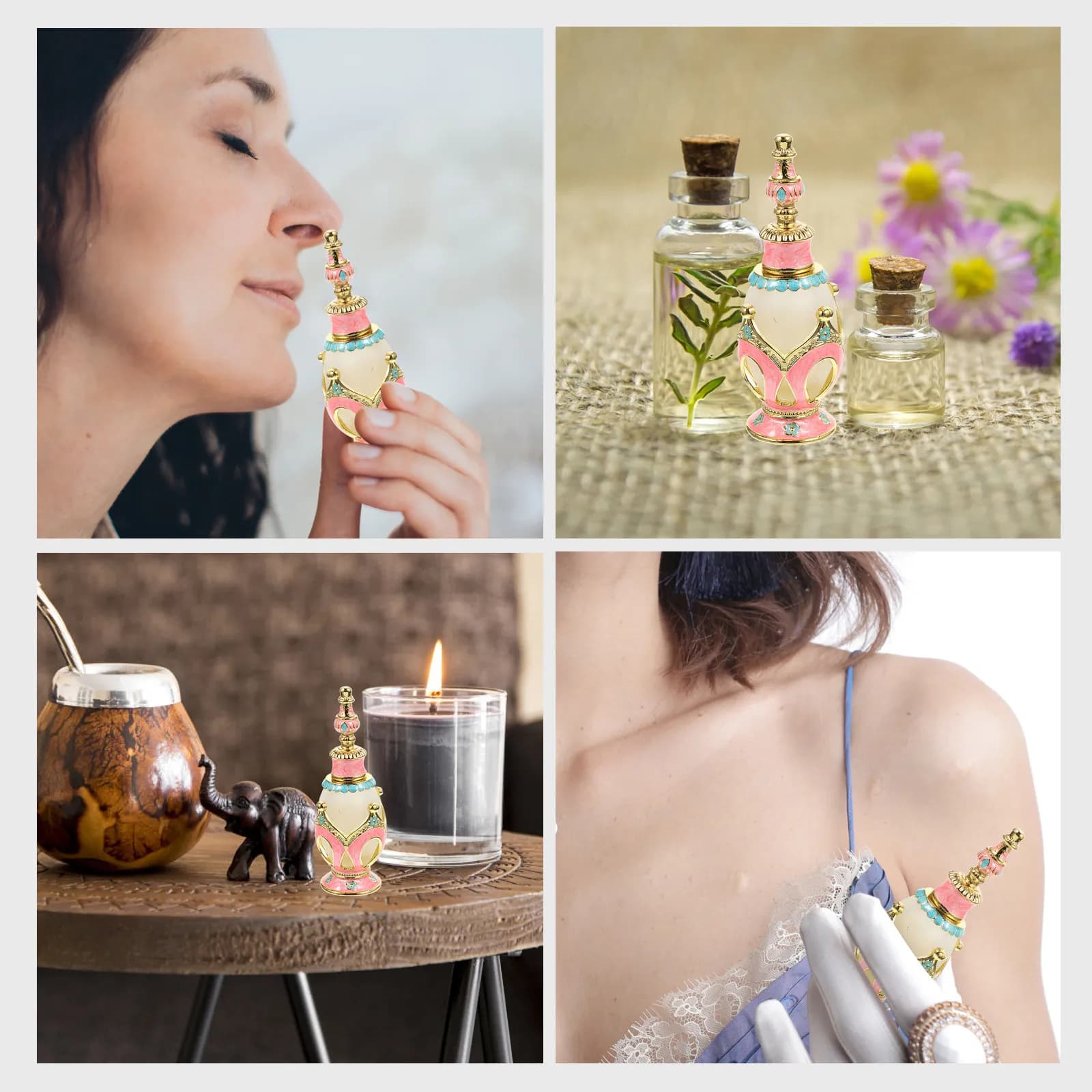 Flacone Vuoto per Profumo Mediorientale, Bottiglia da Viaggio per Olio Essenziale, Contenitore Vintage per Fragranze, Aromaterapia