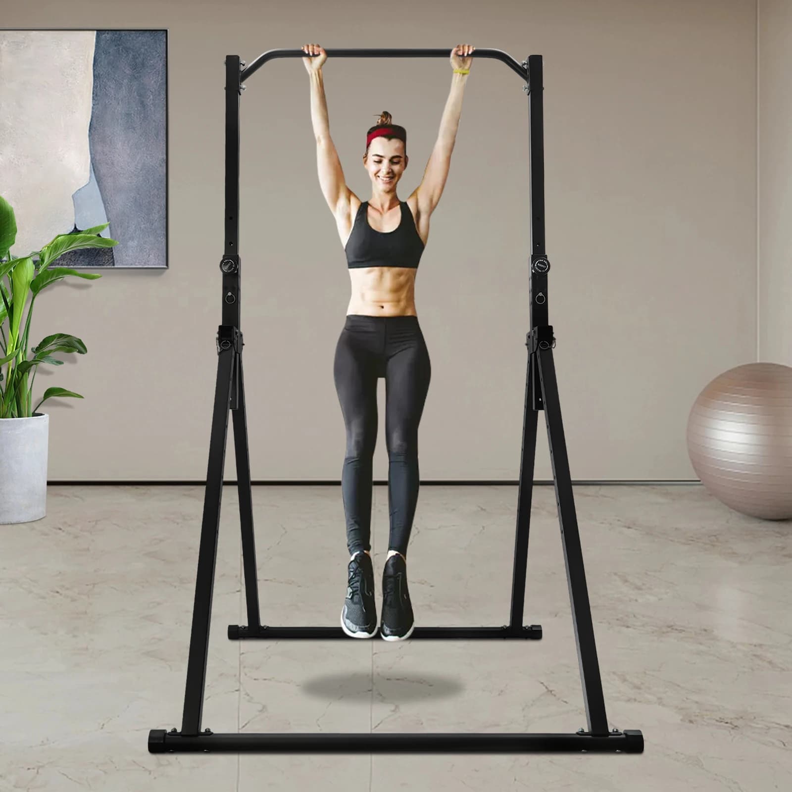 Barra per trazioni pieghevole, Power Tower con stazione per dip, attrezzatura multifunzione per allenamento fitness con altezza regolabile, 440 libbre