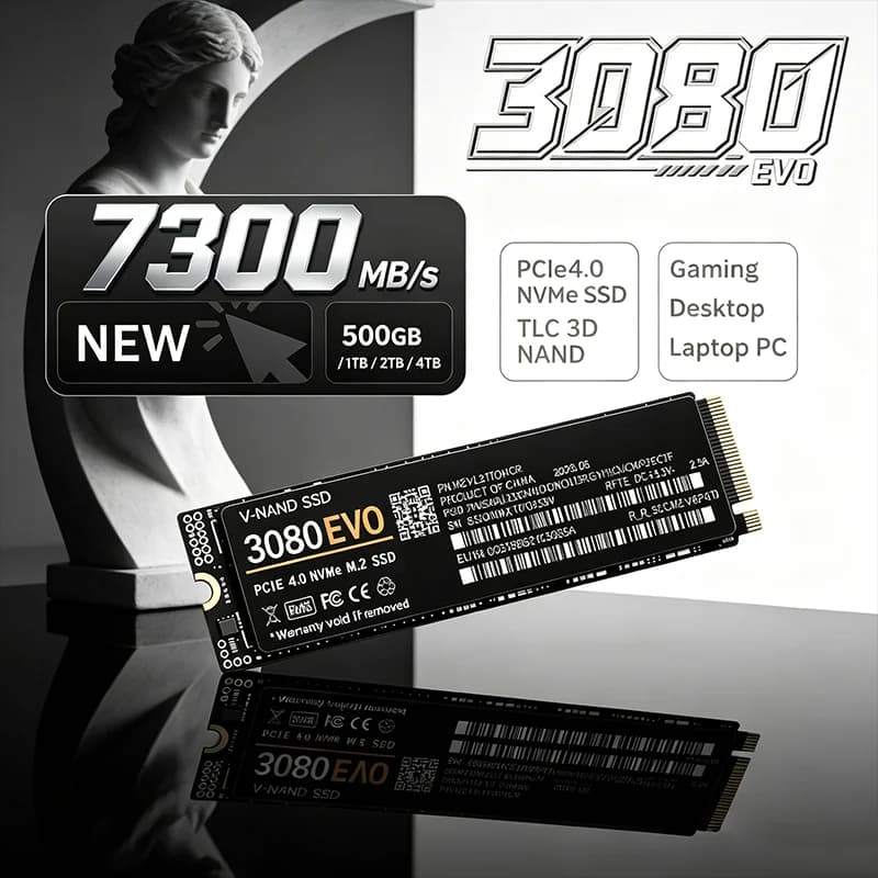 3080 EVO NVMe PCIe 4.0 x4 SSD M.2 500GB 1TB 2TB 4TB 7300MBs TLC 3D NAND for PS5 gaming laptops desktops 2026 NEW