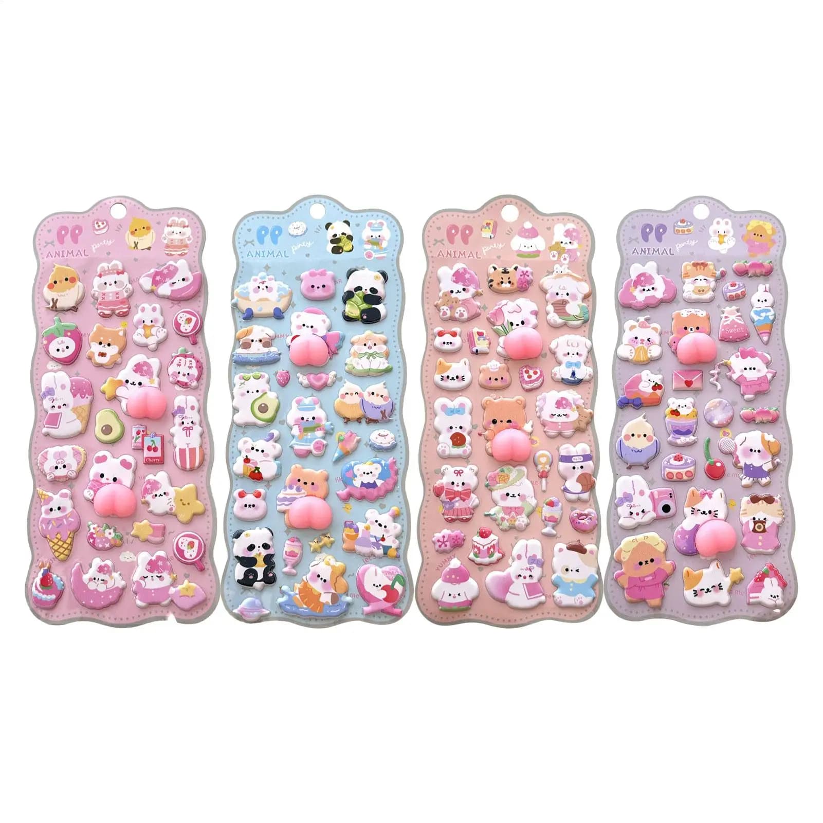 Adesivi per custodie per telefoni Adesivi 3D per bambini Animali autoadesivi Giocattoli carini Orso Giocattoli artigianali per diario Scrapbook Astuccio per matite Tablet ecc