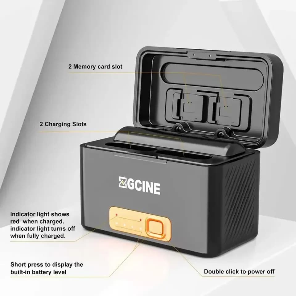 Custodia di ricarica rapida per batteria per fotocamera ZGCINE PS-BX1 Porta caricabatteria doppia wireless da 5200 mAh per batteria Sony NP-BX1