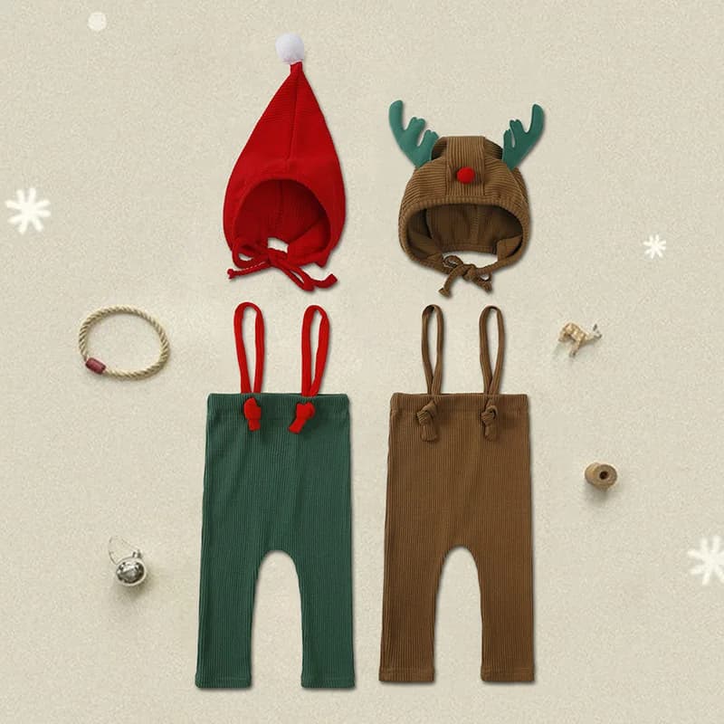 Primavera Autunno Nuovo 2025 Pantaloni marsupio con cappello di Natale Tuta per bambini Pantaloni base ad alta elasticità Pantaloni PP