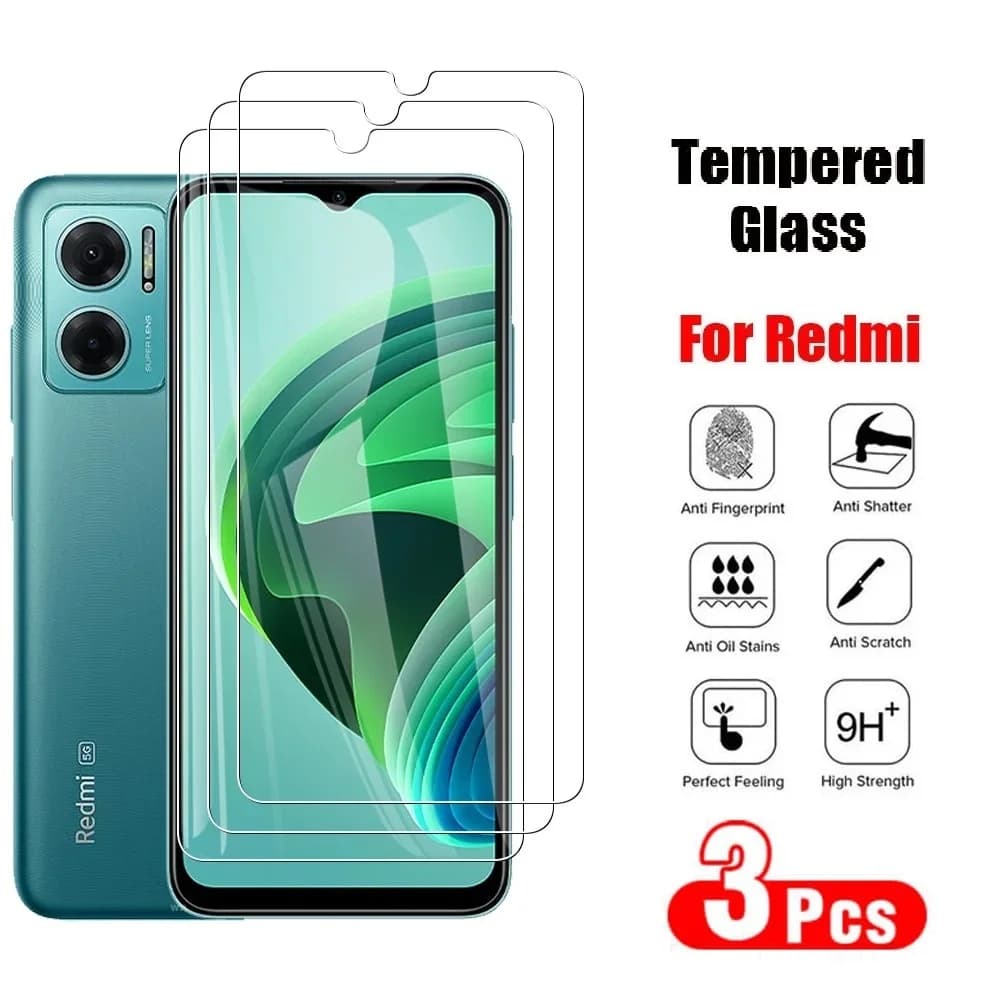 3Pcs Tempered Glass For Redmi Note 10A 10C 8 9 Pro 14S 14 9S 9T 9A 9C Screen Protector