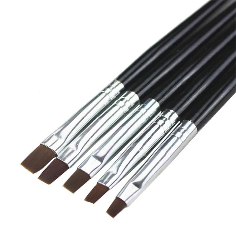 Set di 5 Pennelli Piatti per Pittura e Disegno, Pennelli per Nail Art, Kit per Gel UV Acrilico, Strumenti per Design Fai-da-Te