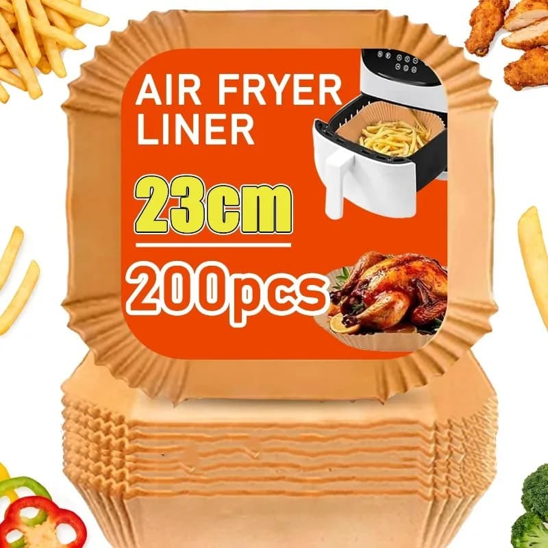 23cm Baking Paper Hot Air Fryer Liners Disposable Non-stick Oil-proof Baking Paper Liner for Oven Microwave Roasting Accessor