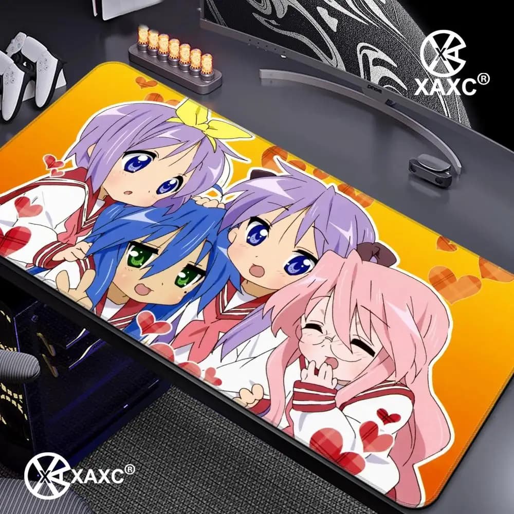 Tappetino per mouse Anime Lucky Star XAXC, tappetino per tastiera e mouse di grandi dimensioni, tappetino per mouse da gioco in gomma antiscivolo, tappetino per mouse per laptop