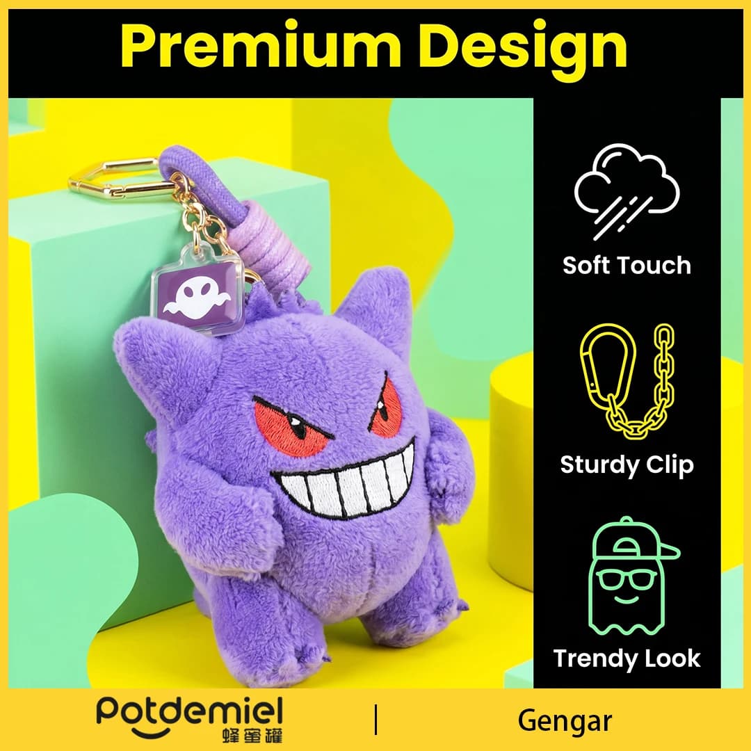 Potdemiel Pokemon Gengar Plush Pendant Keychain Classic Ghost Poison Doll Purse Accessory Backpack Decoration Gift Collectible