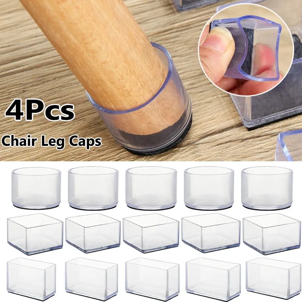 4 pz/set cuscinetti in Silicone trasparente per tavolo e gambe della sedia tappi in PVC fondo tondo copertura del piede cuscinetti protettivi per pavimenti per mobili antiscivolo