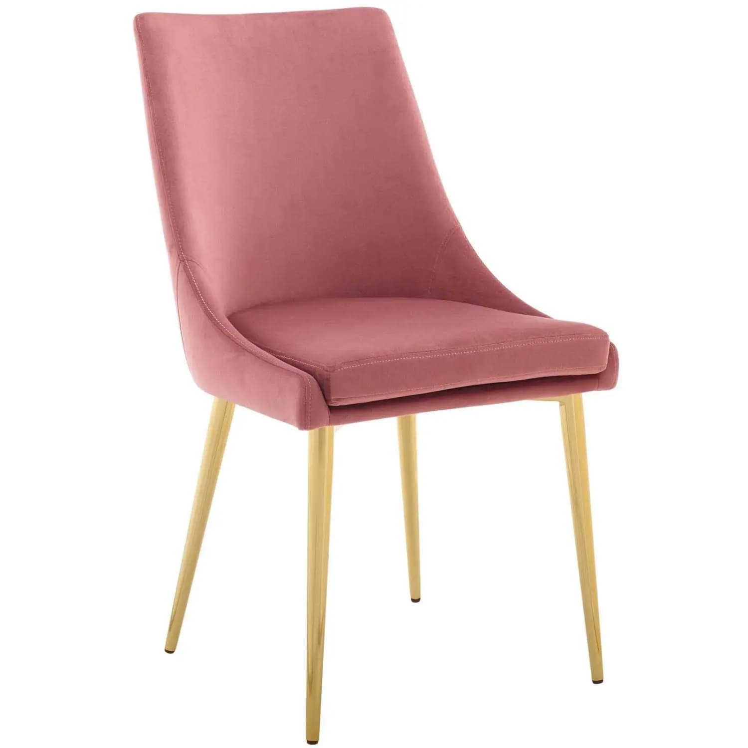 Retro Modern Velvet Dining Side Chair With Gold Tone Stainless Steel Legs