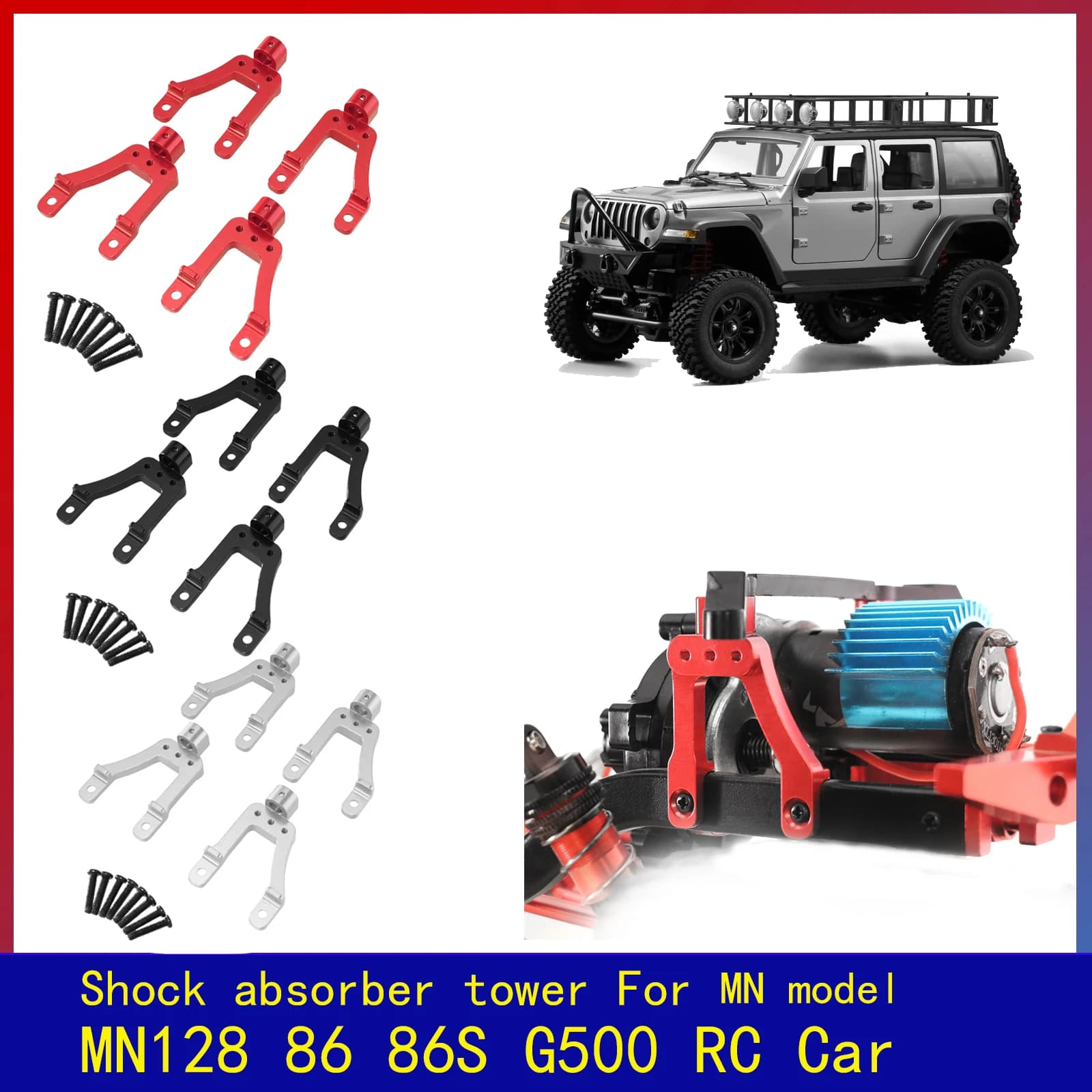 Metal Shock Mount for MN128 MN86 MN86S G500 1/12 RC Car Upgraded with OP Accessories Non destructive Installation