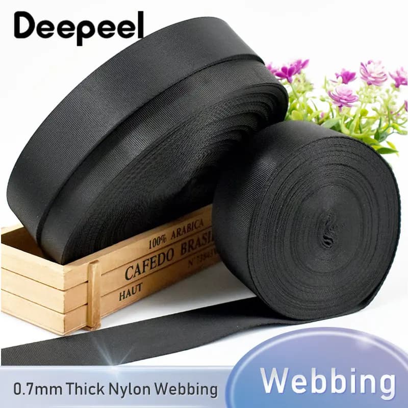 5 metri 10-100mm tessitura in nylon tracolla nera per borsa a tracolla per collare per animali domestici fascia per bagagli cintura zaino nastro accessori per cucire fai da te