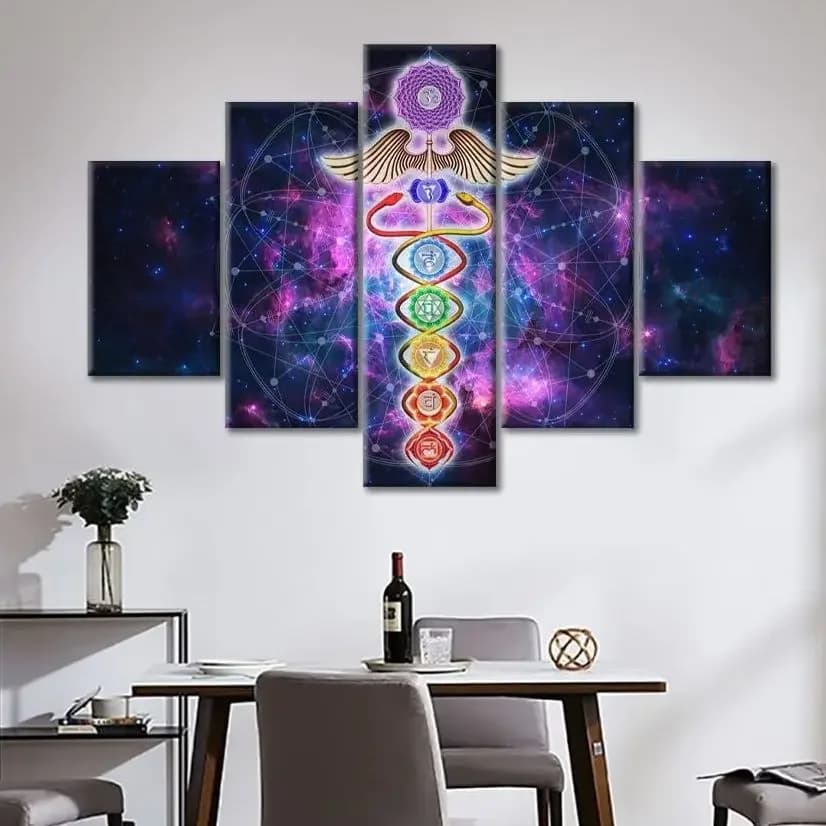 Frameless 5 pieces 7 Chakra Yogi Yoga Meditation India HD Wall Art Canvas Poster Pictures Paintings Home Decor for Living Room