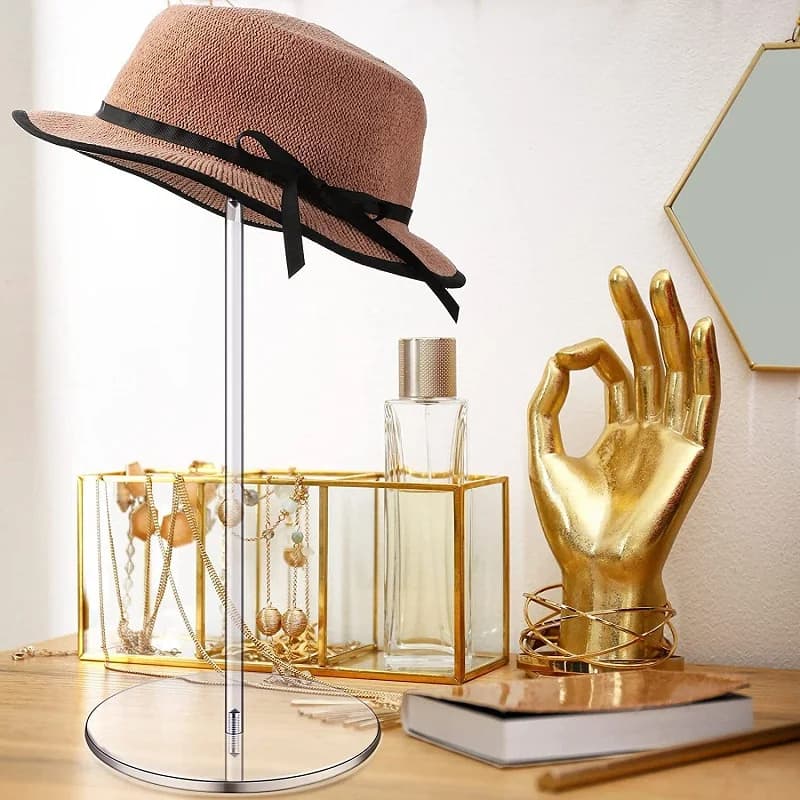 Clear Acrylic Hat Stand Wig Display Holder Organizer Round Acrylic Risers 30/35/40Cm Cap Display Stand with Pedestal and Base