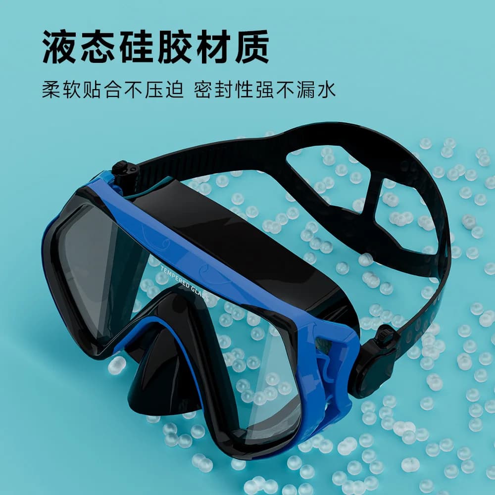 Snorkeling Set Integral Underwater Mask with Dry Upper Breathing Tube Swimwear with Large Liquid Silicone Frame