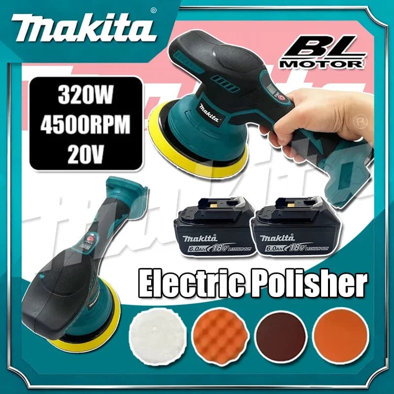 Lucidatrice per auto Makita a 8 velocità con display digitale, lucidatrice elettrica senza fili per auto, macchina per lucidatura e ceratura auto, compatibile con batteria Makita 18V