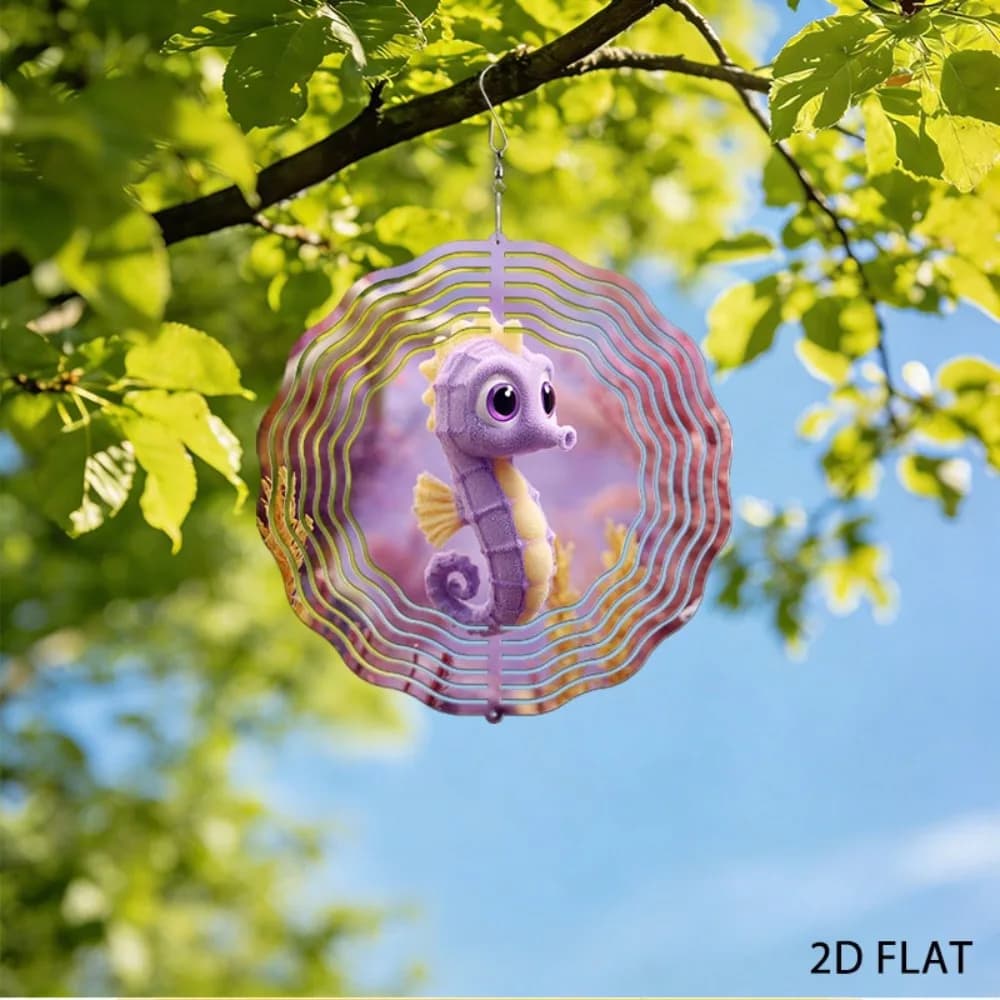Purple Seahorse Wind Chimes Iron Garden Decor Yard Art Outdoor