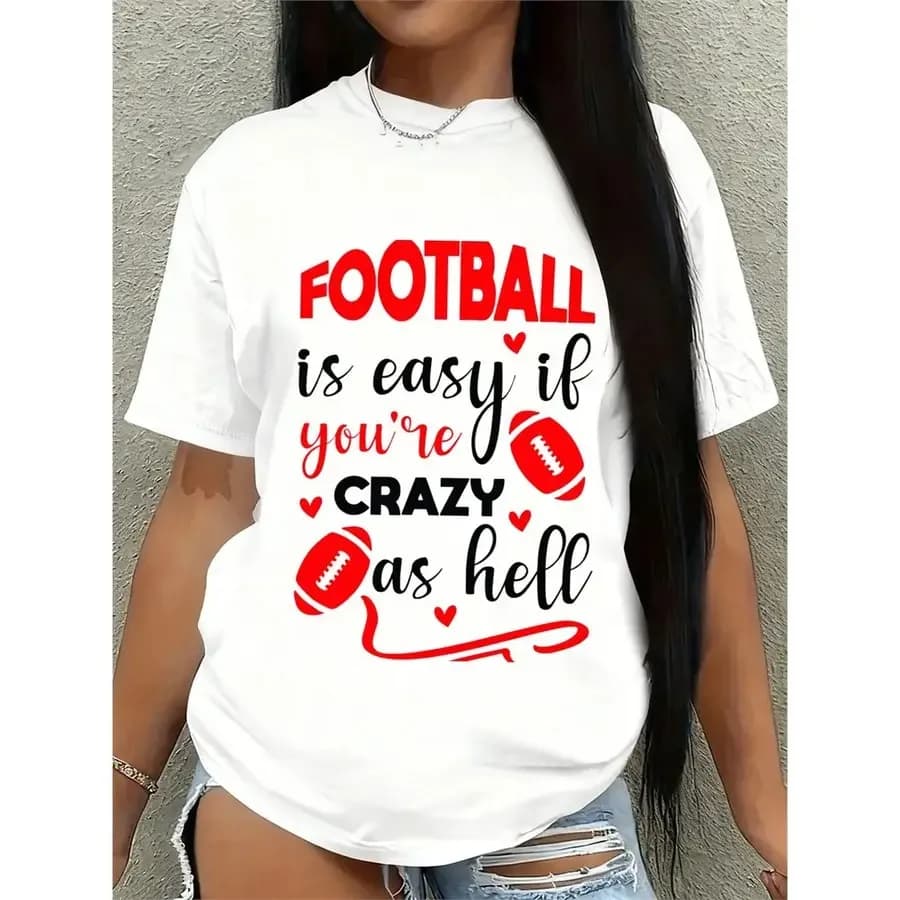 T-shirt per appassionati di calcio, divertente maglietta bianca con grafica per donna, edizione limitata, top per tutte le stagioni, elegante e dall'aspetto resistente, design unici