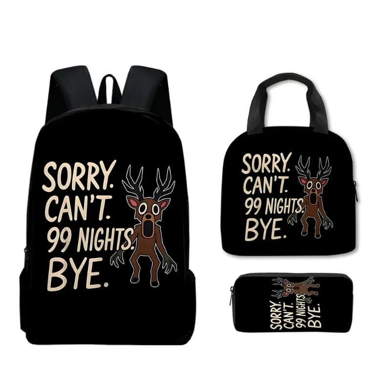 Roblox 99 Nights in The Forest Zaino per studenti delle scuole primarie e secondarie Borsa per il pranzo Borsa per matite Borsa per la scuola