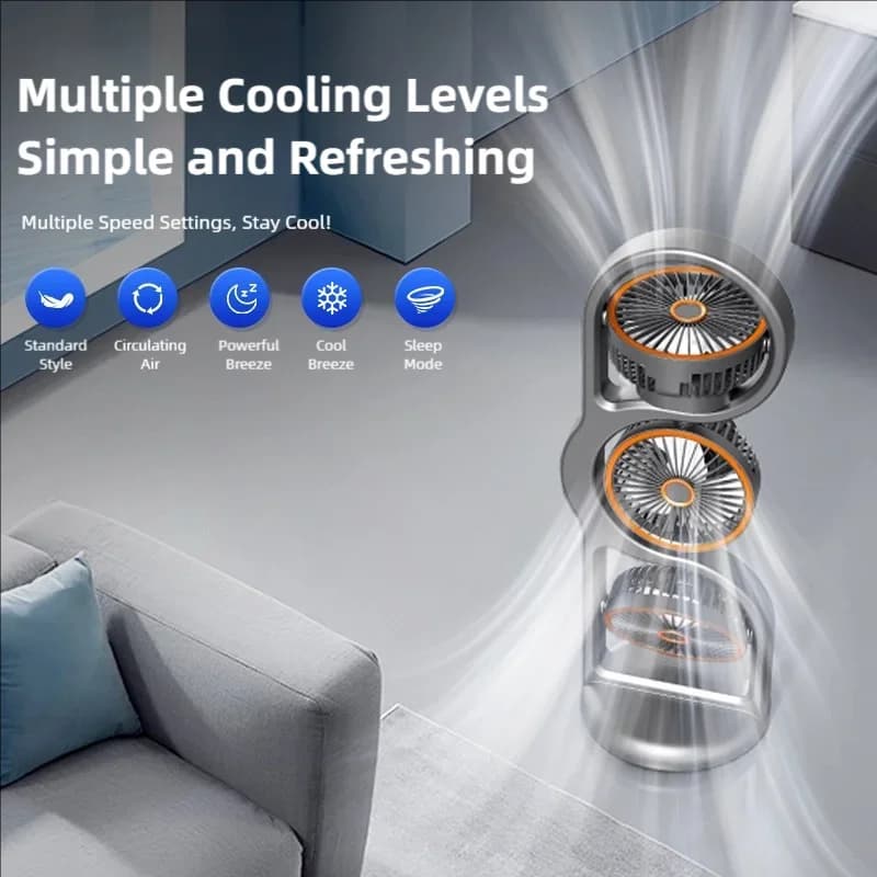 USB Rechargeable Desktop Fan - Portable Rotating Desktop Electric Cooling Fan - Suitable For Outdoor Picnics, Shopping Trips,