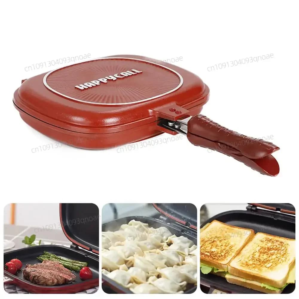 28/32 centimetri Doppio Lato Griglia Padella Pentole In Acciaio Inox Doppio Viso Padella Bistecca Padella Accessori Da Cucina Strumento di Cottura