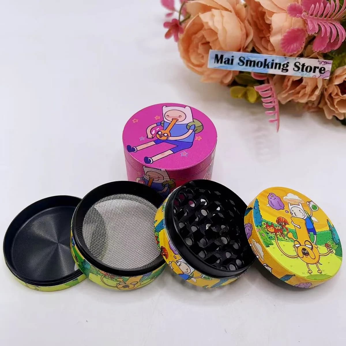 Grinder for 4 Layers from 2 Poles, Macinino Manual for Spices, Salt, Pepper, Tobacco and Grass Grezze, Accessories for Smoking