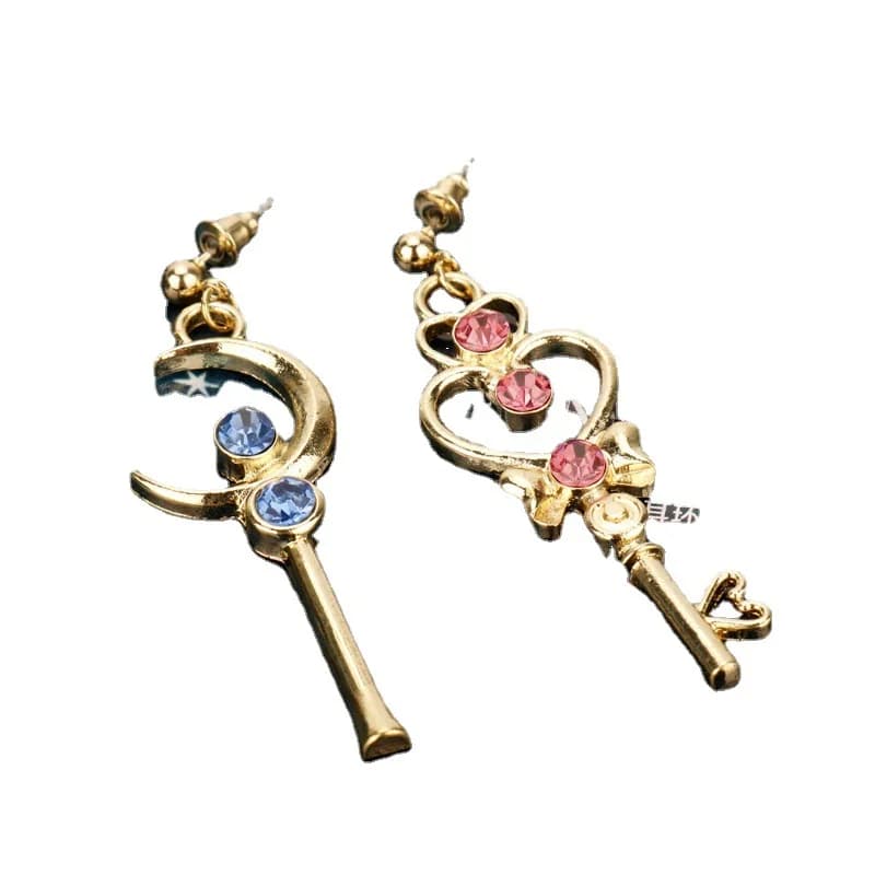 Anime Moon Magic Earrings For Women Blue Red Crystal Dangle Earrings Party Jewelry Gifts