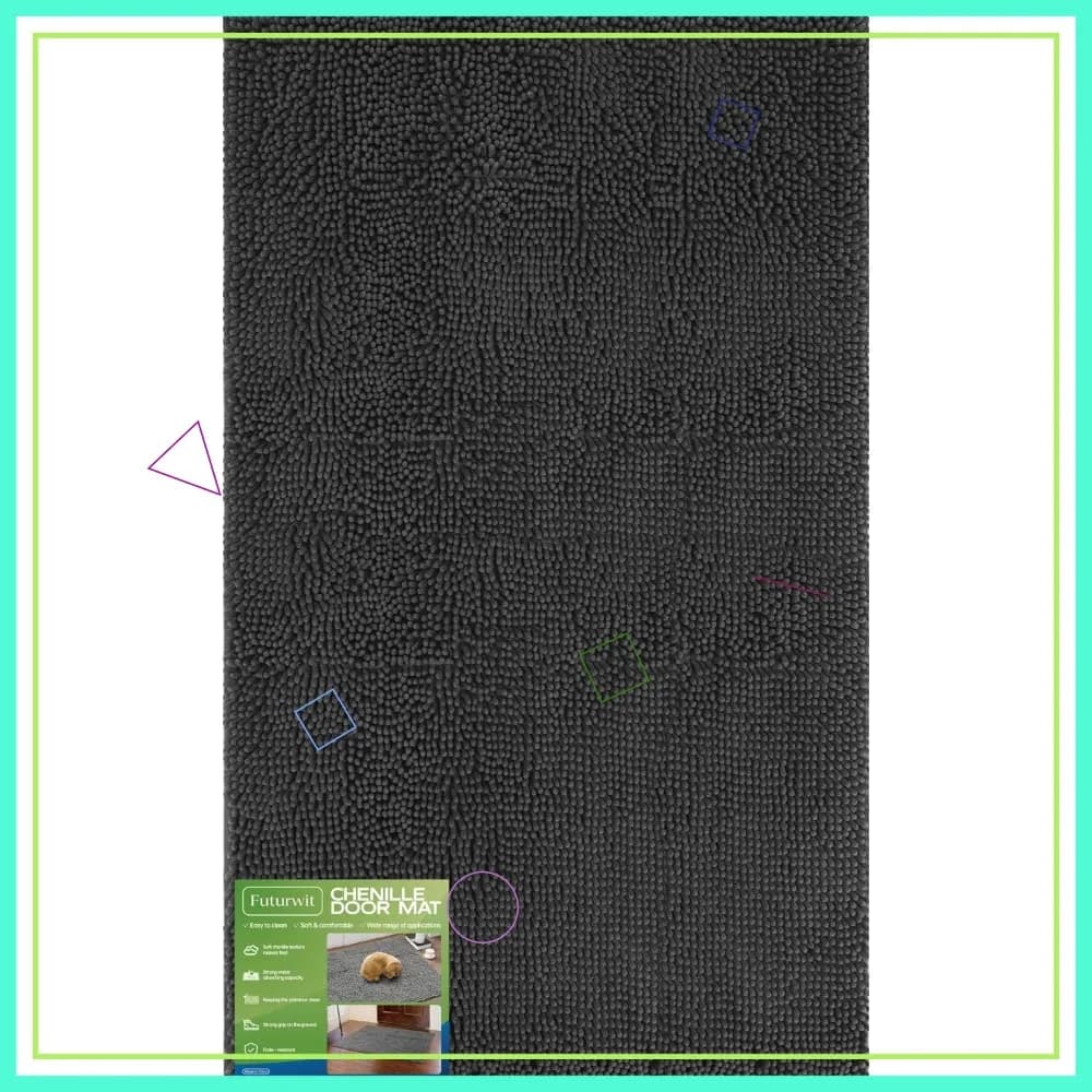 Grande Tappeto Zerbino in Ciniglia 60x36, Tappetino Assorbente per Cani, Antiscivolo e Lavabile