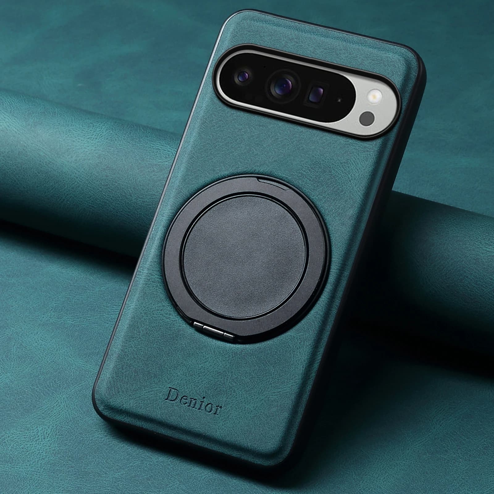 Faux Leather Mobile Phone Case Magnet 360° Rotating Stand Ring Buckle For Google Pixel 10 Pro XL 9 8A 7